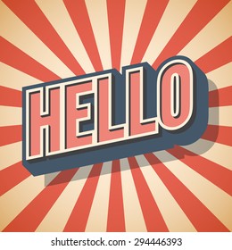 Retro poster. Hello. Vector illustration