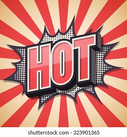 Retro poster, Hot, Vector illustration.