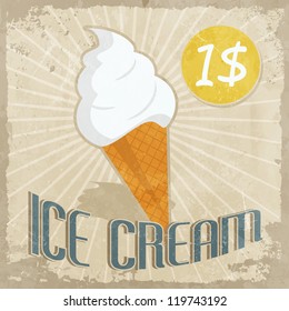 Retro poster Ice Cream with price