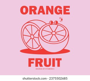 Retro Poster illustration of orange fruit Graphic Design for T shirt Street Wear and Urban Style