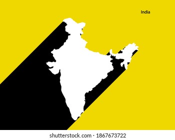 Retro poster of India Map with long shadow. Vintage sign easy to edit, manipulate, resize or colorize.