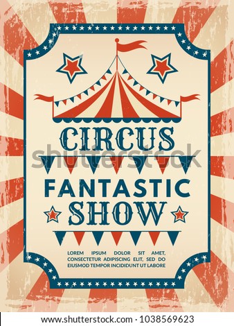 Retro poster. Invitation for circus magic show. Invitation poster circus event. Vector illustration