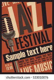 retro poster for the jazz festival with a microphone