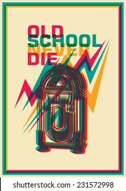 Retro Poster With Jukebox. Vector Illustration.