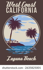 Retro Poster Laguna Beach California West Coast