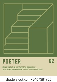 Retro poster line art geometric pattern background, vector abstract pattern, square lines art. For use in Presentation, Flyer and Leaflet, Cards.