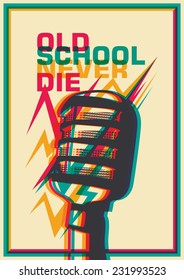 Retro Poster With Microphone. Vector Illustration.