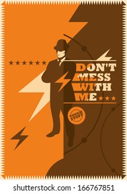 Afiche retro con pandilla. Ilustración vectorial.