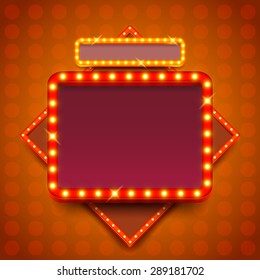 Retro Poster With Neon Lights Square Board Vector Background