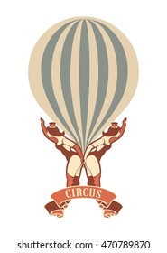 Retro poster on circus theme with beauty in the circus costume are invited to the show on a white background