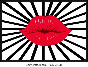 Retro poster with red lips.