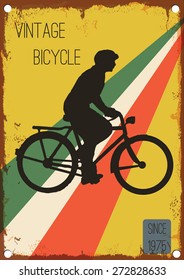 Retro Poster Of Riding Bicycle Vintage Style, Vector Design