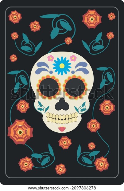 Retro Poster Skull Days Dead Typical Stock Vector (royalty Free 