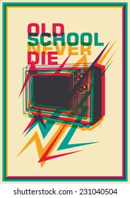 Retro poster with tv. Vector illustration.