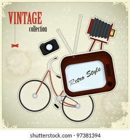 Retro poster - vintage stuff on grunge background - vector illustration