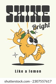 retro poster wall art with a positive quote, vector illustration