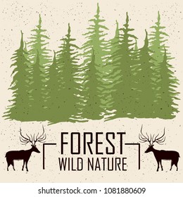 Retro poster of Wildlife expedition banner in vector
