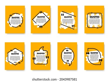 Retro posters with quote bubble and box message. Vector yellow cards set with copy space of different shapes for insert text, information or advertising. Design elements isolated on white background