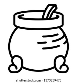 Retro pot icon. Outline retro pot vector icon for web design isolated on white background