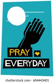 Retro 'Pray Everyday' Poster With Folded Hands