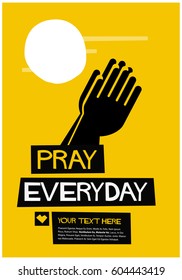 Retro 'Pray Everyday' Poster With Folded Hands