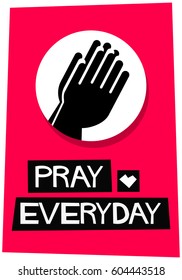 Retro 'Pray Everyday' Poster With Folded Hands