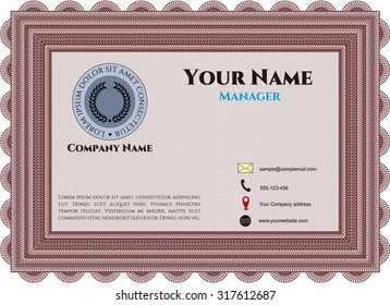 Retro Presentation Card. Artistry design. Easy to print. Vector illustration.