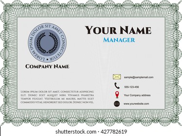 Retro Presentation Card. Complex design. Printer friendly. Detailed. 
