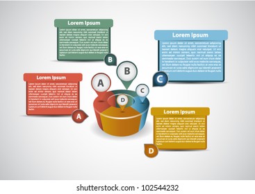 retro presentation diagram with place for description for each item