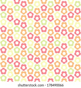 Retro primitive spring background with simple five petals flowers
