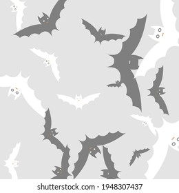 Ataque de impresión retro Caos Fondo de estilo moderno. Espeluznante Movimiento Espeluznante Tejidos De Barras Voladoras De Arte Negro. Graciosa Ilustración De Arte De Halloween De Naranja Blanca Clara. Foto de diseño de vectores Gris Gris Gray Silver Bats.