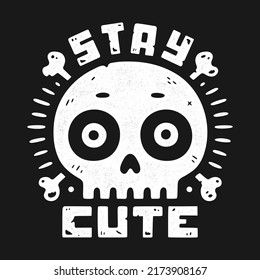 Retro print with skull. Vintage logo.