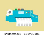 Retro Printer Typewriter Flat Concept. EPS10 Editable Clip art.