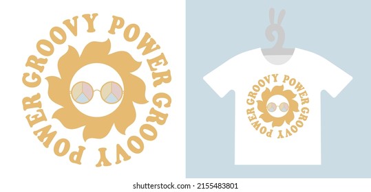 Retro Prints with Groovy cute character on T-shirts, sweatshirts, clothing, textile or package design. Isolated vector illustration in vintage style