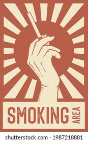 Retro Propaganda Style Poster Vektor Illustration für Raucherbereich oder Raucherzimmer