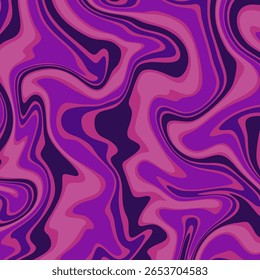 Um fundo psicodélico retrô, apresentando fluido, girando formas abstratas em tons vibrantes de roxo e rosa.