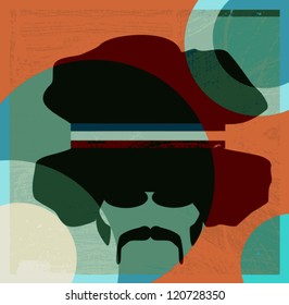 retro psychedelic design man with afro