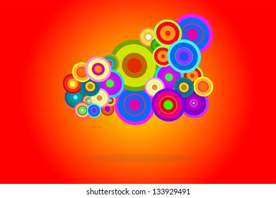 Retro Psychedelic Disco Circles Background