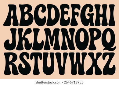 Retro Psychedelic Display Font – Bold Groovy Vector Alphabet for Vintage Design