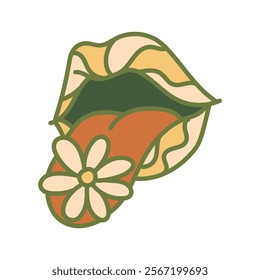 Retro Psychedelic Graphic - Flower Lips