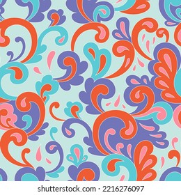 Retro psychedelic hippie design for package, branding, textile, stationery, wraping paper, gift cards, any surface. Abstract vintage fashion print. Old style groovy 60s 70s vector seamless pattern.