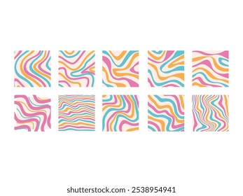 Retro Psychedelic Pattern Element Set