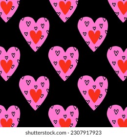 retro psychedelic patterns-hearts and valentines for February 14th.Funky and groovy heart shapes ornaments.Hippie rainbow backgrounds only good vibes.valentine's day 1970-1980