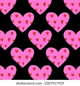 retro psychedelic patterns-hearts and valentines for February 14th.Funky and groovy heart shapes ornaments.Hippie rainbow backgrounds only good vibes.valentine's day 1970-1980