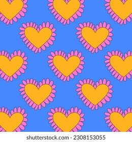 retro psychedelic patterns-hearts and valentines for February 14th.Funky and groovy heart shapes ornaments.Hippie rainbow backgrounds only good vibes.valentine's day 1970-1980