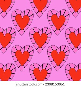 retro psychedelic patterns-hearts and valentines for February 14th.Funky and groovy heart shapes ornaments.Hippie rainbow backgrounds only good vibes.valentine's day 1970-1980