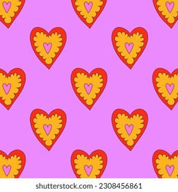 retro psychedelic patterns-hearts and valentines for February 14th.Funky and groovy heart shapes ornaments.Hippie rainbow backgrounds only good vibes.valentine's day 1970-1980