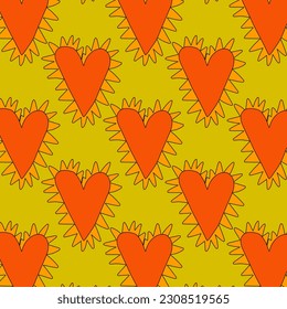 retro psychedelic patterns-hearts and valentines for February 14th.Funky and groovy heart shapes ornaments.Hippie rainbow backgrounds only good vibes.valentine's day 1970-1980