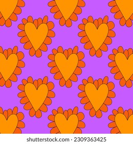 retro psychedelic patterns-hearts and valentines for February 14th.Funky and groovy heart shapes ornaments.Hippie rainbow backgrounds only good vibes.valentine's day 1970-1980