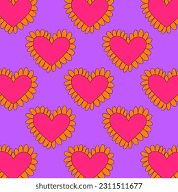 retro psychedelic patterns-hearts and valentines for February 14th.Funky and groovy heart shapes ornaments.Hippie rainbow backgrounds only good vibes.valentine's day 1970-1980